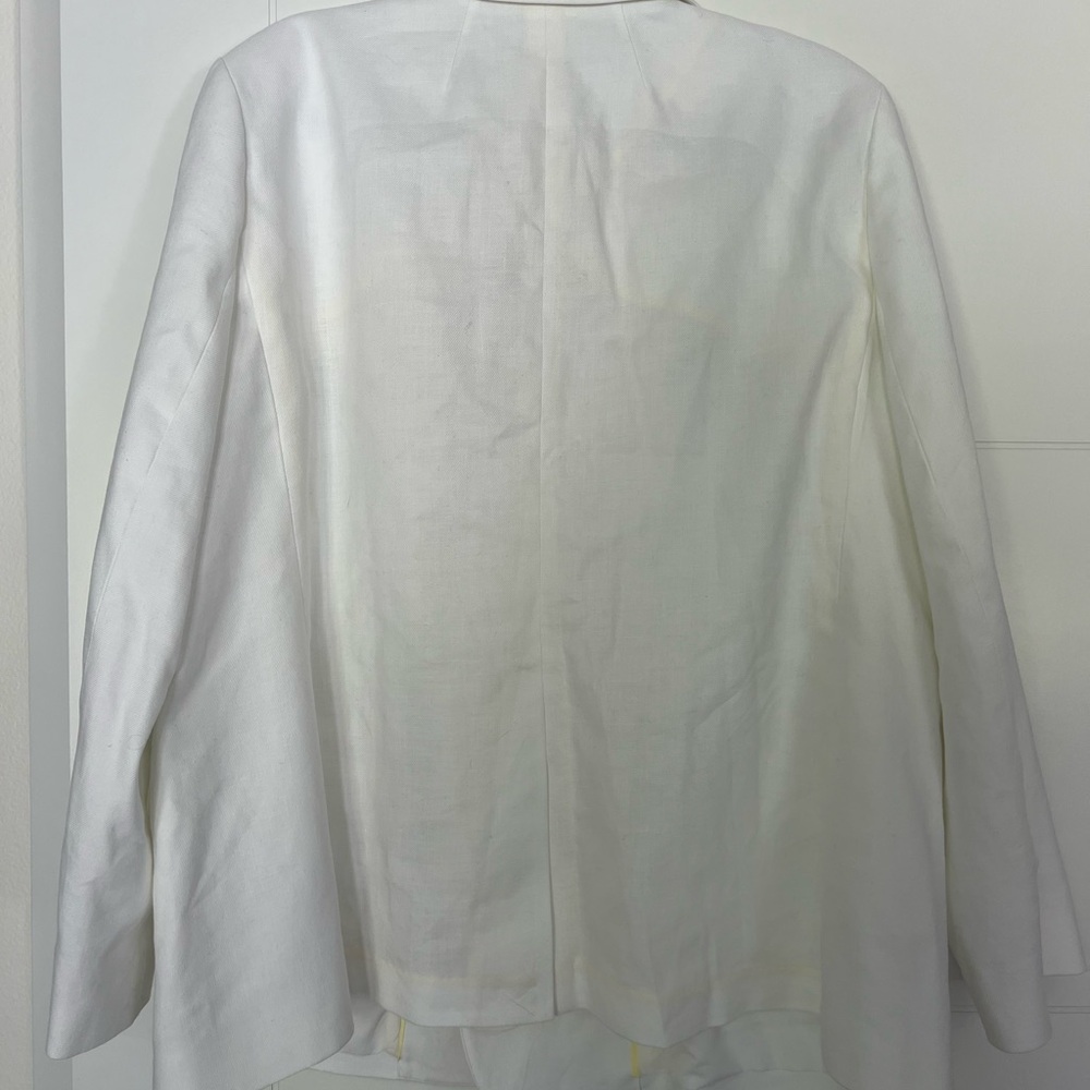 Jcrew Bristol Blazer In Stretch Linen Blend Double Breasted White Sz 20 NWT - Picture 8 of 8